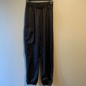 Black buckle cargo pants